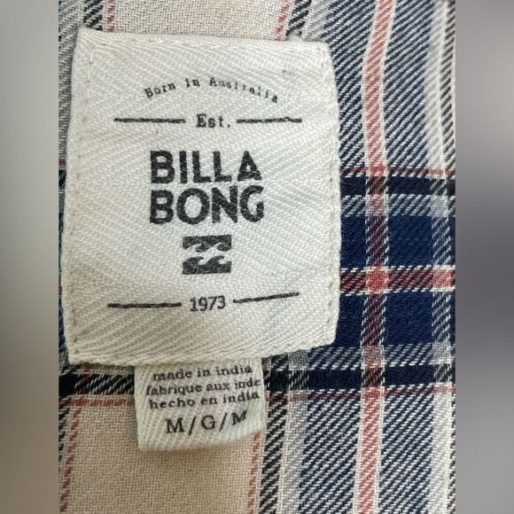 Billabong Plaid Flannel Finged Shawl Front Waterfall Shirt M - Picture 8 of 8